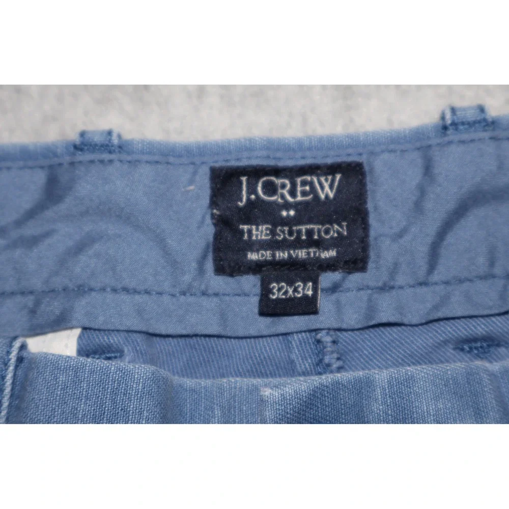 J.Crew The Sutton Pants Mens 32x33 Blue Chino Straight Leg Cotton E7445